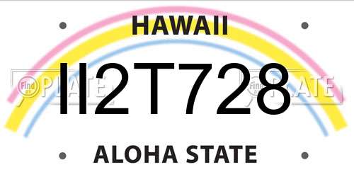 II2T728 Hawaii License Plate