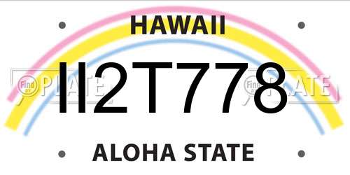 II2T778 Hawaii License Plate