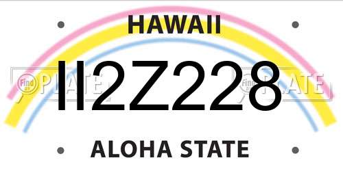 II2Z228 Hawaii License Plate