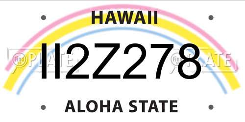 II2Z278 Hawaii License Plate