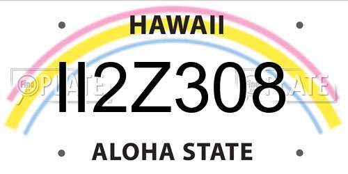 II2Z308 Hawaii License Plate
