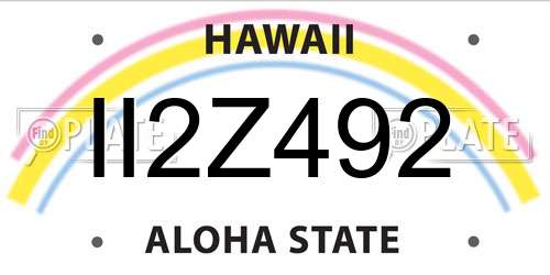 II2Z492 Hawaii License Plate