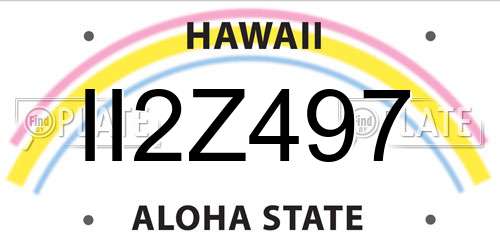 II2Z497 Hawaii License Plate
