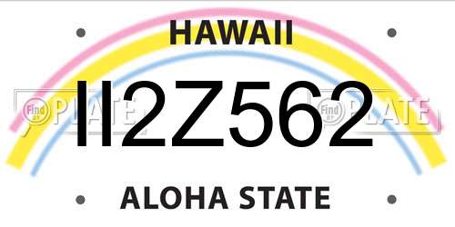 II2Z562 Hawaii License Plate
