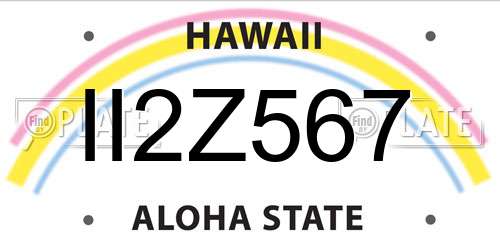 II2Z567 Hawaii License Plate