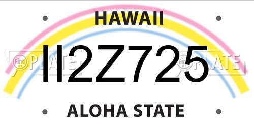 II2Z725 Hawaii License Plate