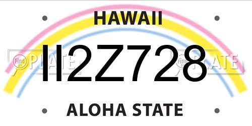 II2Z728 Hawaii License Plate