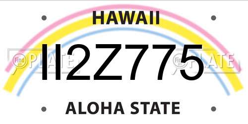 II2Z775 Hawaii License Plate