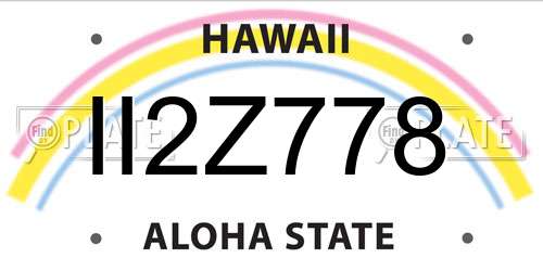 II2Z778 Hawaii License Plate