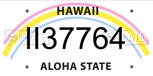 II37764 Hawaii License Plate