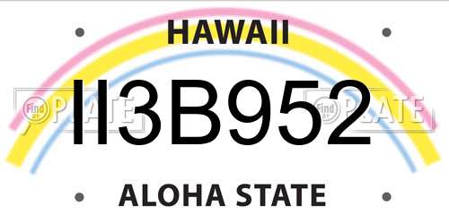 II3B952 Hawaii License Plate