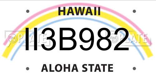 II3B982 Hawaii License Plate