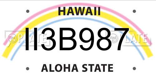 II3B987 Hawaii License Plate
