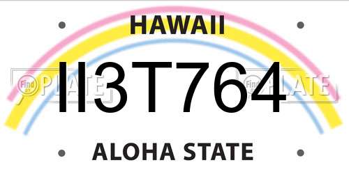 II3T764 Hawaii License Plate