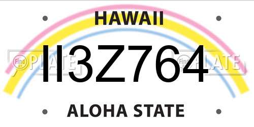 II3Z764 Hawaii License Plate