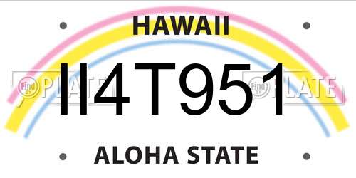 II4T951 Hawaii License Plate