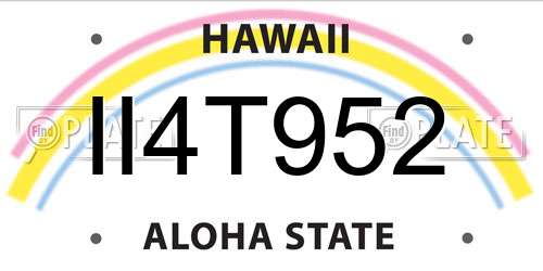 II4T952 Hawaii License Plate