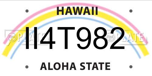 II4T982 Hawaii License Plate