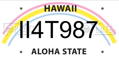 II4T987 Hawaii License Plate