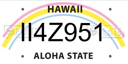 II4Z951 Hawaii License Plate