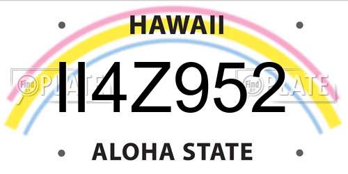 II4Z952 Hawaii License Plate