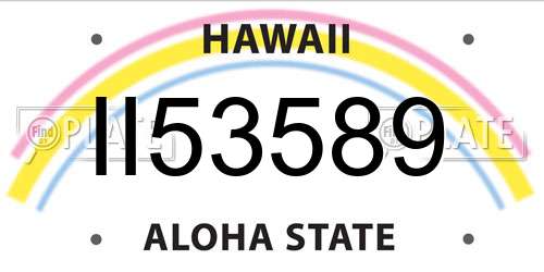 II53589 Hawaii License Plate