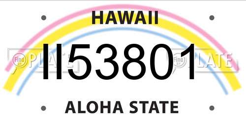 II53801 Hawaii License Plate