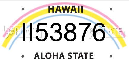 II53876 Hawaii License Plate