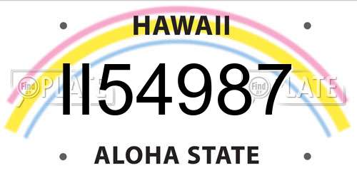 II54987 Hawaii License Plate