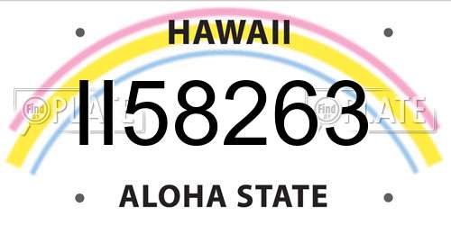 II58263 Hawaii License Plate