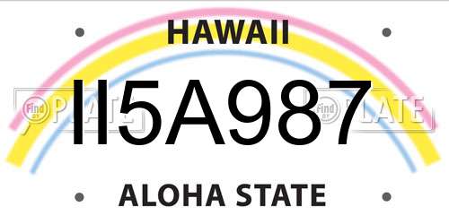 II5A987 Hawaii License Plate