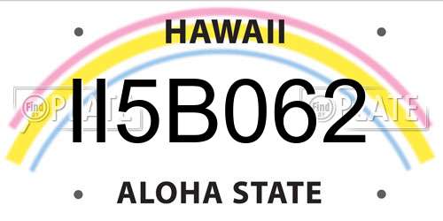 II5B062 Hawaii License Plate