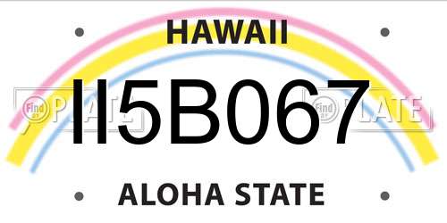 II5B067 Hawaii License Plate