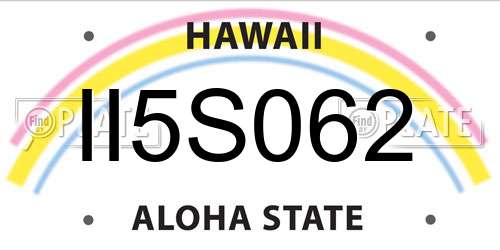 II5S062 Hawaii License Plate