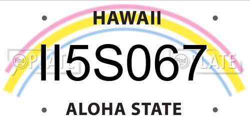 II5S067 Hawaii License Plate