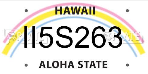 II5S263 Hawaii License Plate