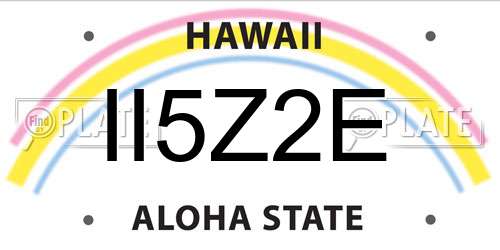 II5Z2E Hawaii License Plate