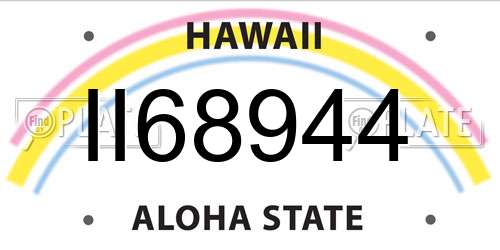 II68944 Hawaii License Plate