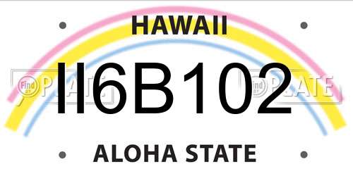 II6B102 Hawaii License Plate