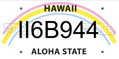 II6B944 Hawaii License Plate