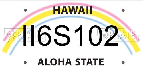 II6S102 Hawaii License Plate