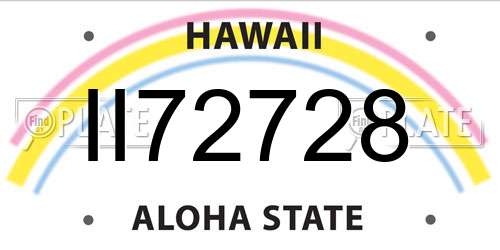 II72728 Hawaii License Plate