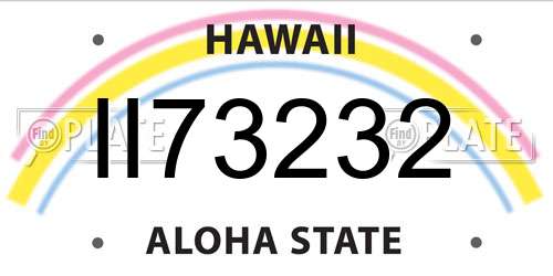 II73232 Hawaii License Plate