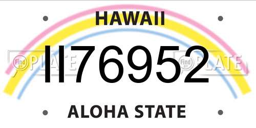 II76952 Hawaii License Plate