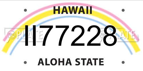 II77228 Hawaii License Plate