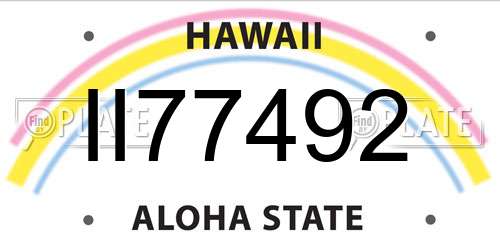 II77492 Hawaii License Plate