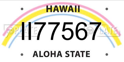 II77567 Hawaii License Plate