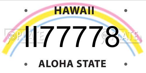 II77778 Hawaii License Plate
