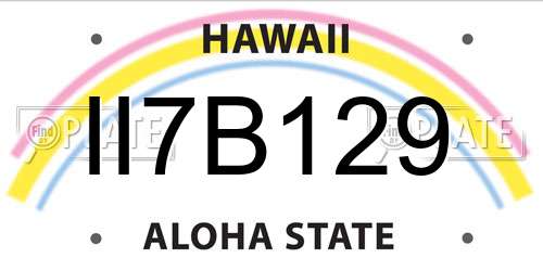 II7B129 Hawaii License Plate