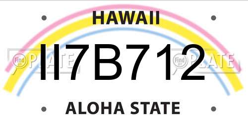 II7B712 Hawaii License Plate